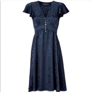Marc Jacobs Navy Blue Silk Button Down Dress LARGE
